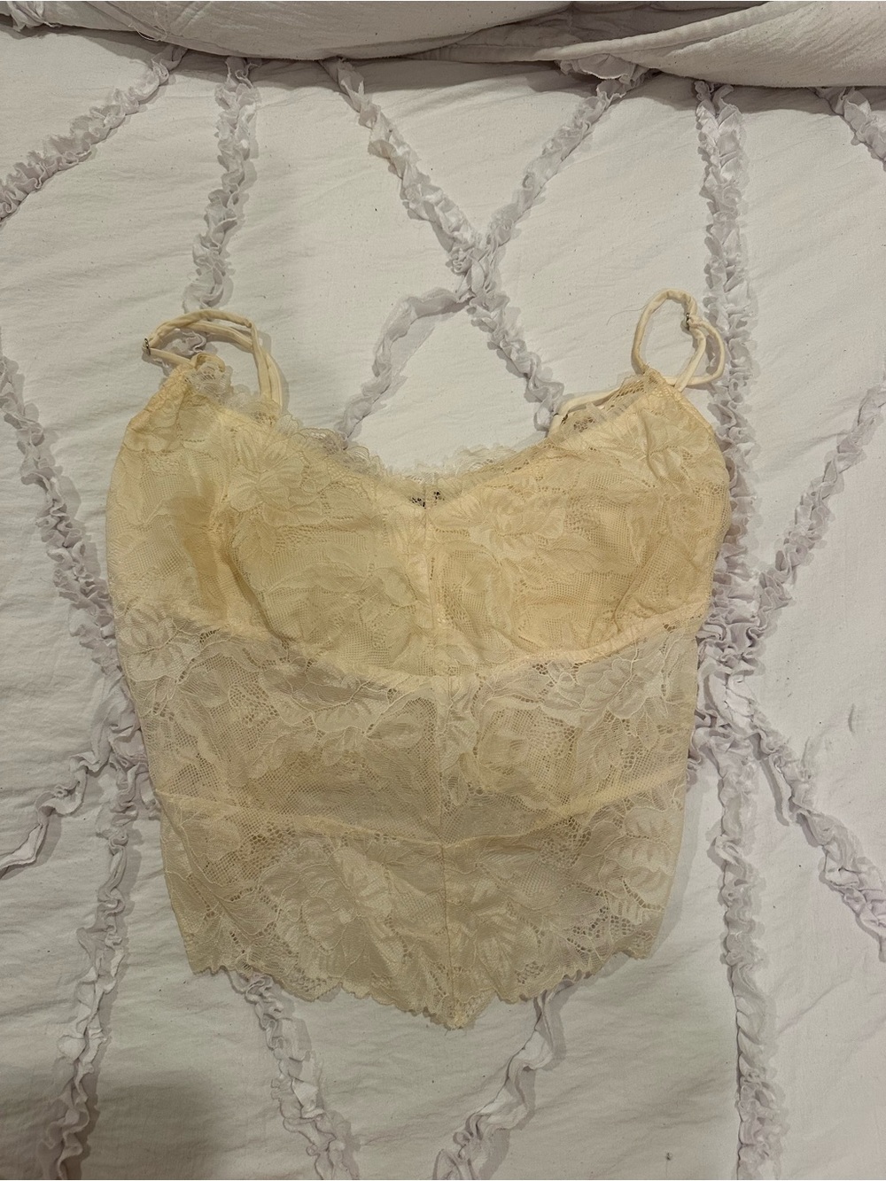 Free People Floral Lace Cami Tank in Creamy Yellow